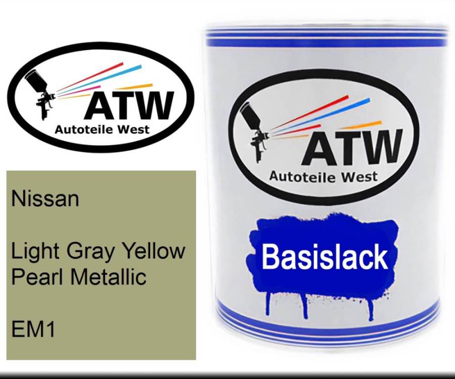 Nissan, Light Gray Yellow Pearl Metallic, EM1: 1L Lackdose, von ATW Autoteile West.